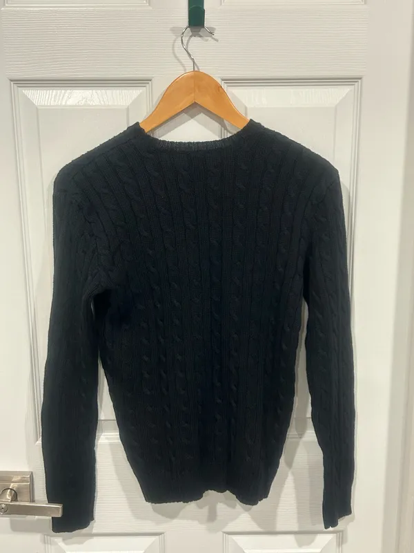 NWT Ralph Lauren Sport Ladies Crewneck Cable-knit Black Sweater size-S - Image 2