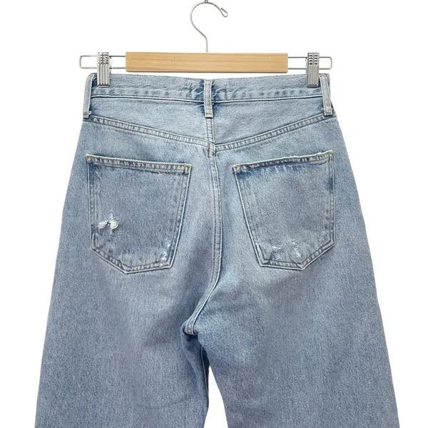 AGOLDE 90s Crop Mid-Rise Loose Straight Jeans Medium Wash Size 23 Organic Denim - Image 7