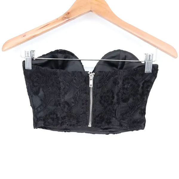 Naked Wardrobe NWSP20-T7 Black Floral Lace Sweetheart Corset Tube Top Small - Image 5