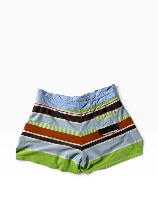 Athleta Women’s Size 8 Striped Board Shorts Swim Surf Blue Green Orange - Image 2