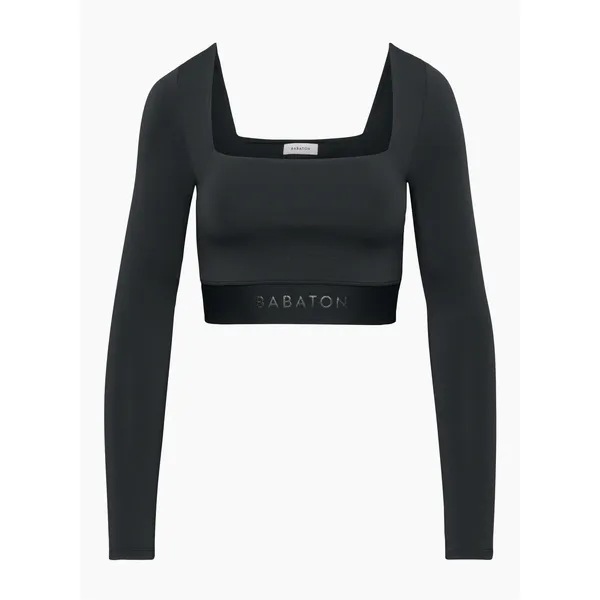 Aritzia Babaton Black Longsleeve Cropped Workout Top High Support Size XXS - Image 2