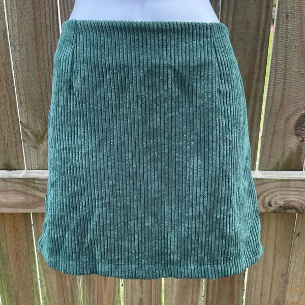 Lulus High Class Emerald Green Corduroy Mini Skirt - Image 2