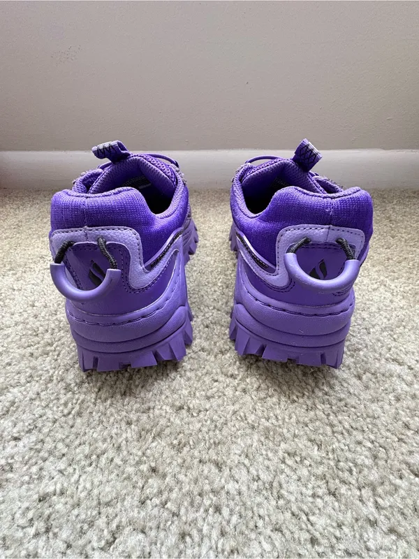 SKECHERS Women’s Purple Memory Foam Leather Low Top Lace-Up Athletic Sneakers - Image 7