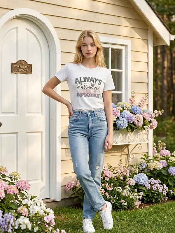Gildan Unisex 100% White Cotton”Always Believe in the Impossible” T Shirt Size XL - Image 3