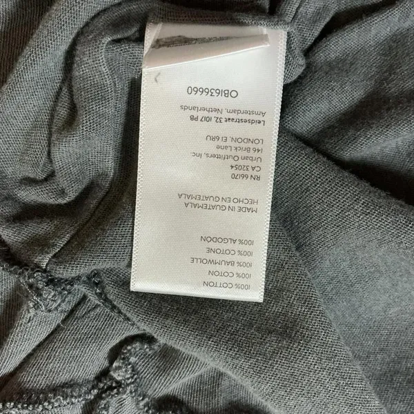 We The Free Gray Cotton Distressed Raw Hem Tee Shirt Women's Medium Grunge‎ - Image 6