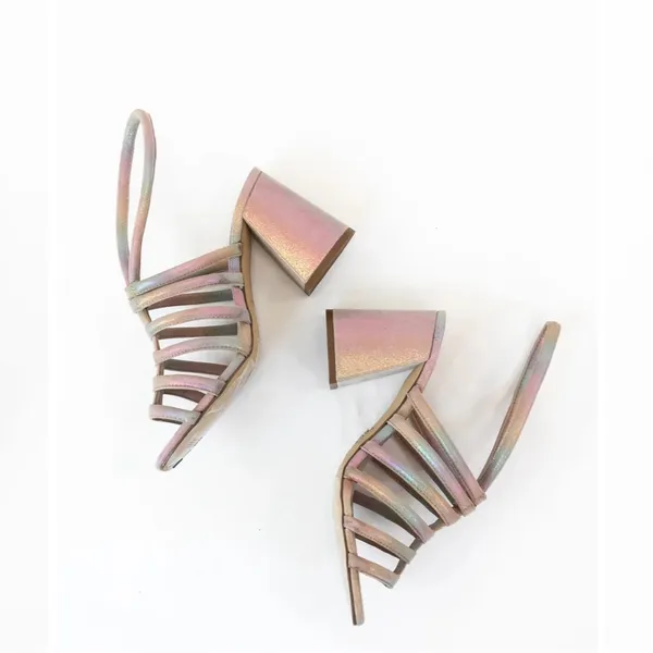 FREE PEOPLE COLETTE CINCHED HEEL RAINBOW METALLIC Size 6.5 - Image 4