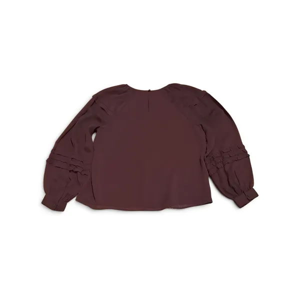 Ann Taylor Purple Crinkle Chiffon Ruffle Long Sleeve Blouse Size L - Image 3