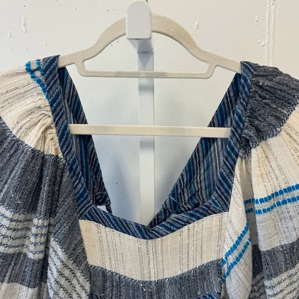 Free People All Lined Up Multi Striped Gauzy Mini Dress Boho Lightweight Blue Sm - Image 9