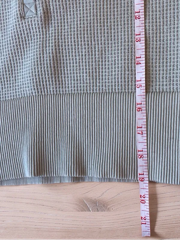 Aerie OFFLINE Main Squeeze Waffle Crop Henley Gray Women’s XL - Image 7