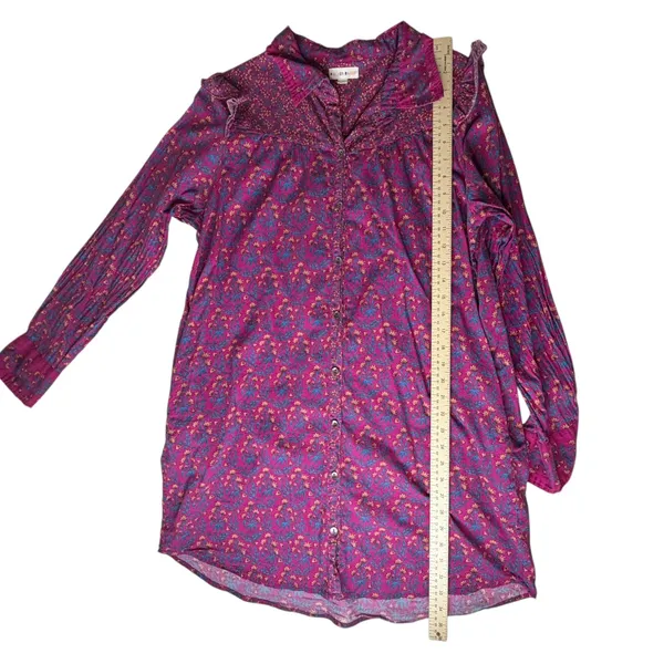 Roller Rabbit Augusta Darya Floral Button Up Shirt Dress‎ Large Lightweight Boho - Image 11