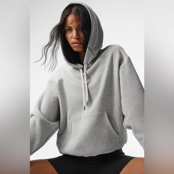 NWT Alo Yoga Accolade Hoodie Athletic Heather Grey Size S - Image 5