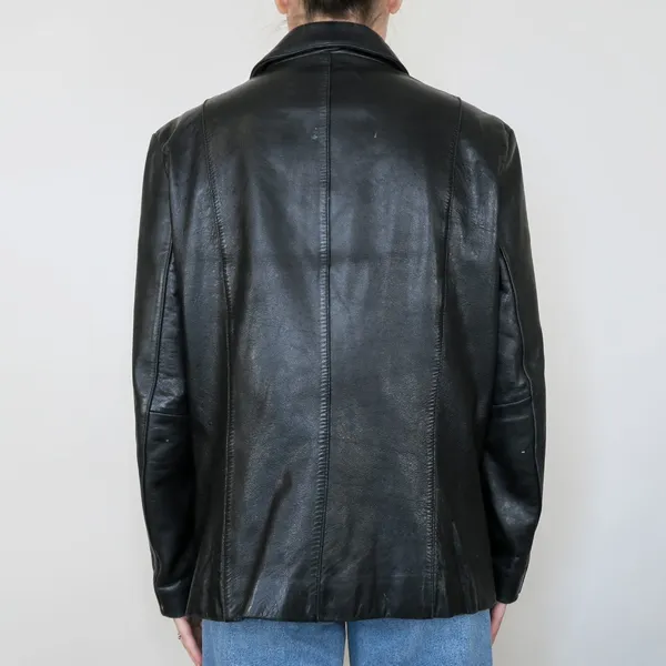 Vintage 90s Fourteen Zero Black Leather Jacket - Image 5