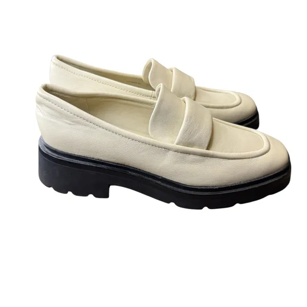 ✨ Vince Robin Women’s Leather Loafers‎ Cream White Slip-On Shoes Chunky Sole ✨ - Image 3