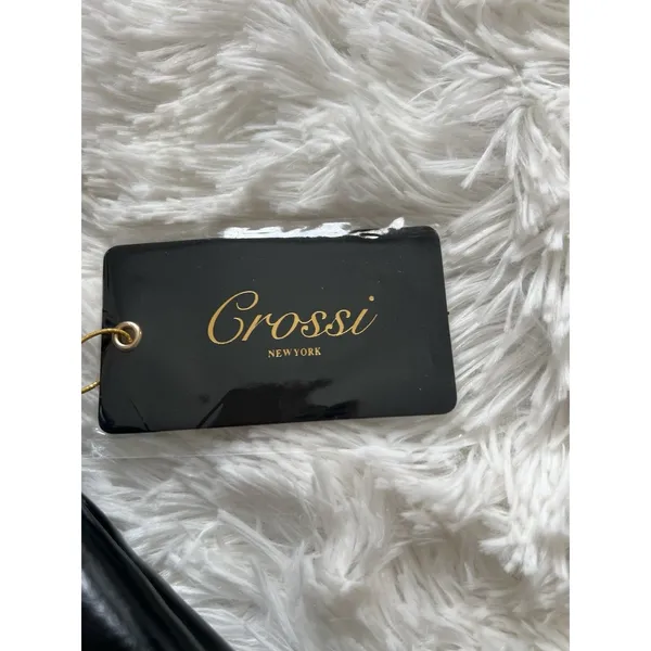 Crossi New York Black Shoulder Bag Faux Leather Studded Y2K Purse Gold Hardware - Image 4