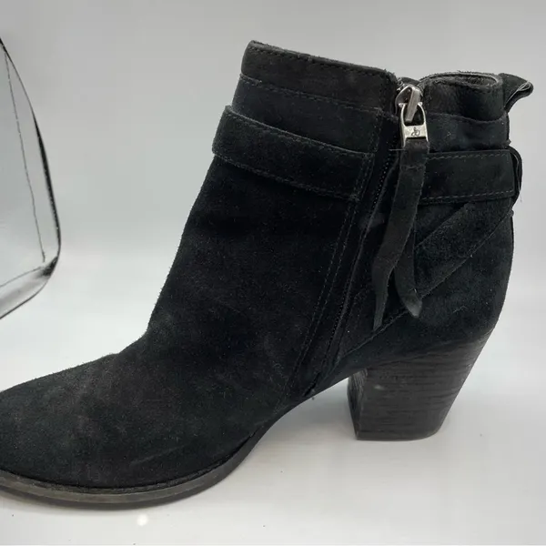Sam Edelman Black Suede Ankle Boots Buckle Western Booties Womens 8 - Image 11