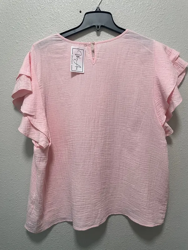 Cotton Candy Women’s Ruffle Sleeve Blouse Pink Size undefined - Image 3
