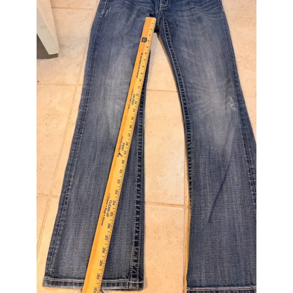 Miss Me JP5341B Bootcut Jeans Medium‎ Wash Embroidered Rhinestone Womens 30 - Image 3