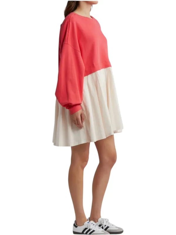 Free People Eleanor Layered Sweatshirt Mini Dress Size Medium Watermelon Wedge - Image 5