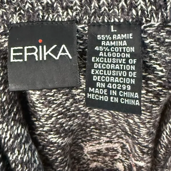 Erika Vintage Christmas Sweater Vest Women's Large Gray Snowman‎ & Santa Design - Image 5