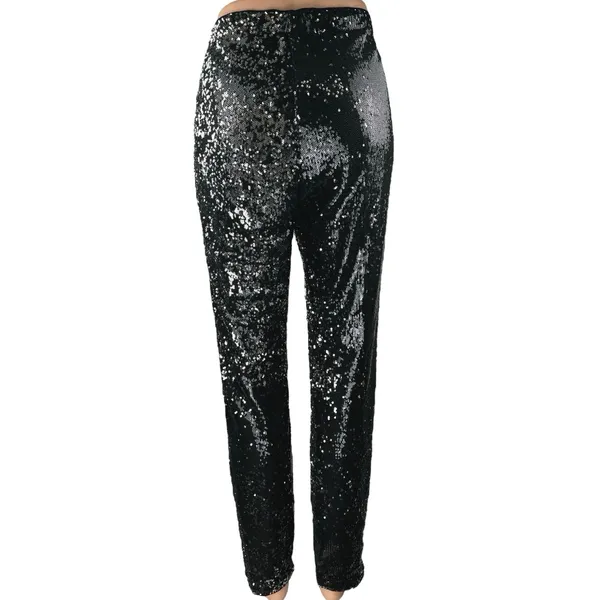 Honey Punch Black Sequin Sparkle High Waisted Skinny Leg Trousers Pants Size M - Image 4
