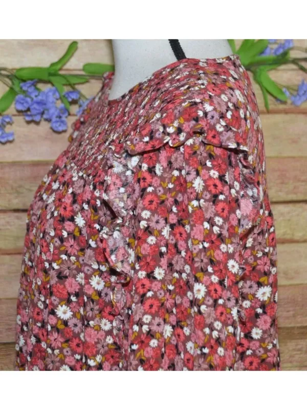 KNOX ROSE Women’s Peasant Blouse Top Size XXL Pink Floral Smocked Shabby Chic - Image 7