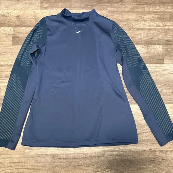 Nike Pro Therma-FIT ADV Womens Mock‎ Neck Long Sleeve Training Top Navy Blue L - Image 2