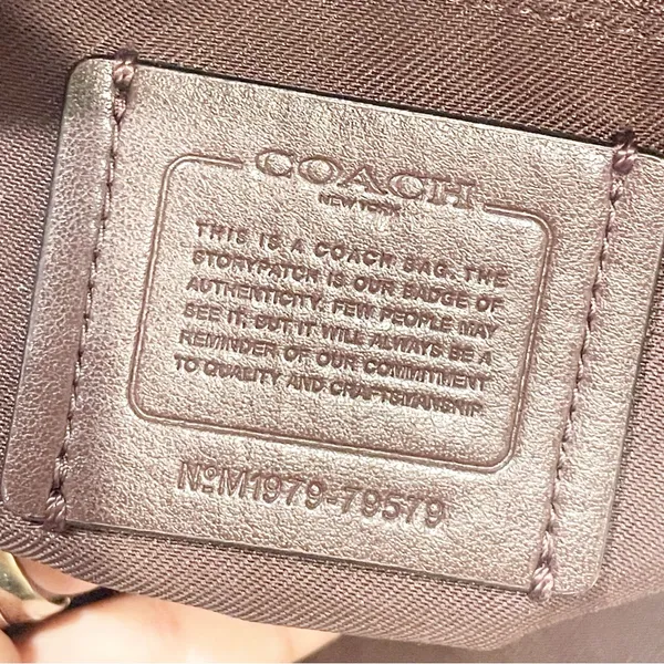 COACH #79579 Signature Taylor Tote Black &‎ Gray Jaquard with Leather Trim - Image 7