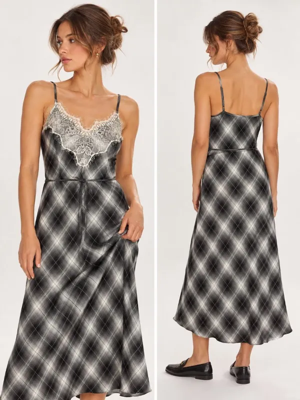 Preppy Plaid Slip Maxi Dress Size XS 100% cotton - Image 2