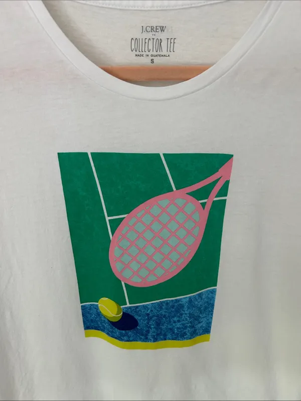 J.Crew collectors, white tee, tennis, graphic racquetball women’s small - Image 2