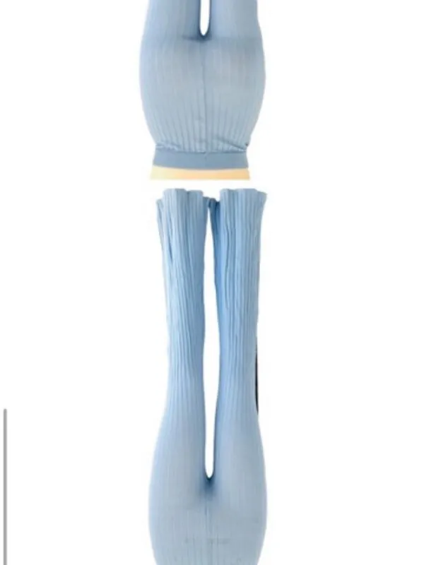 Light Blue party casual Ribbed 2 Piece Set Wide-Leg Pants & Duster NWT Small - Image 7