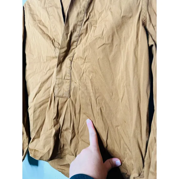 POLO RALPH LAUREN Tan Brown Cropped Blouse Long Sleeve Collared Shirt Size 10 - Image 6
