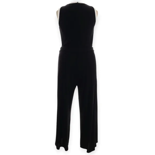 Lauren Ralph Lauren Black Wide Leg Slinky Belted Jumpsuit Size XL - Image 4