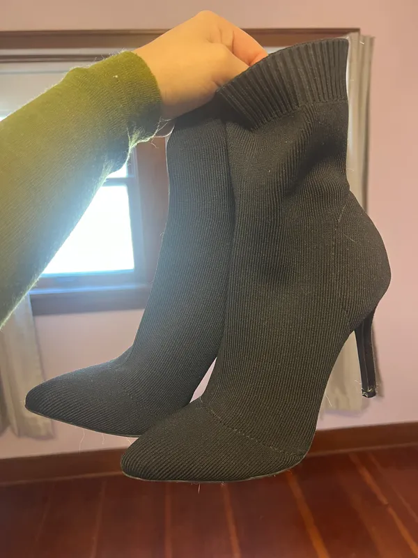 Sock Boot Heels Black Size 6 - Image 5