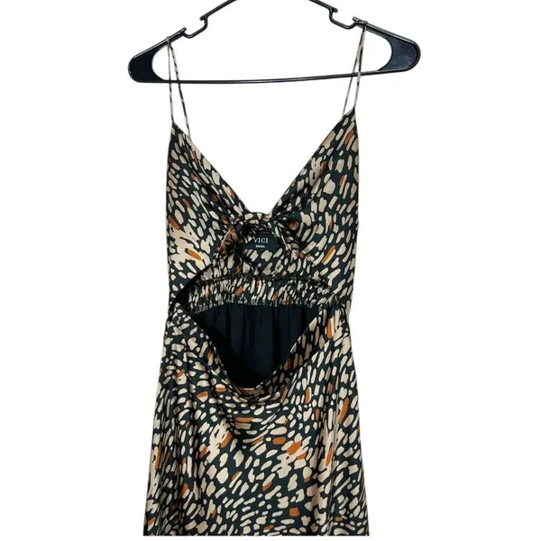 Vici Tie Front‎ Cutout Midi Dress Modern Geometric Cheetah Print Size Small - Image 2