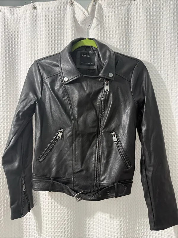 Elodie Women’s Black Faux Leather Moto Biker Jacket Women's Zip Front Size XS - Image 5