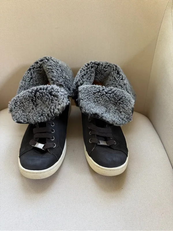 UGG Starlyn Shoes Women's 9.5 Black Gray Nubuck Shearling High Top Sneaker Boots - Image 7
