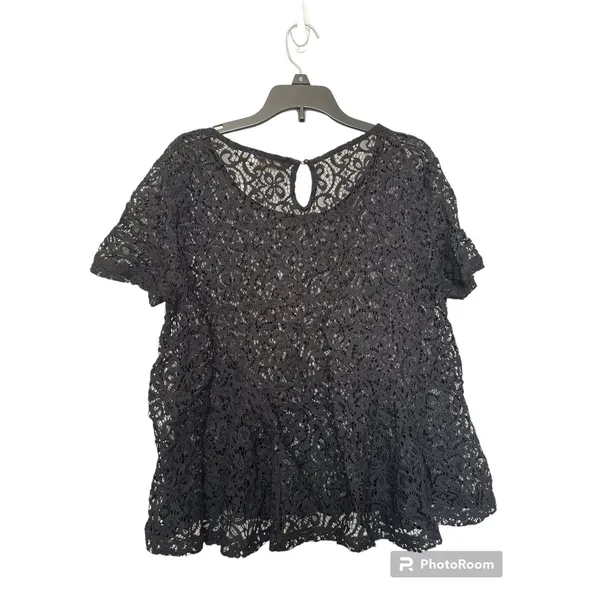Abercrombie‎ & Fitch black lacy Blouse size L - Image 2
