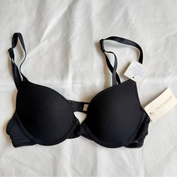 NWT On Gossamer $48 Gossamer Mesh Bump It Up Push Up Bra, Black, Size 32A - Image 3