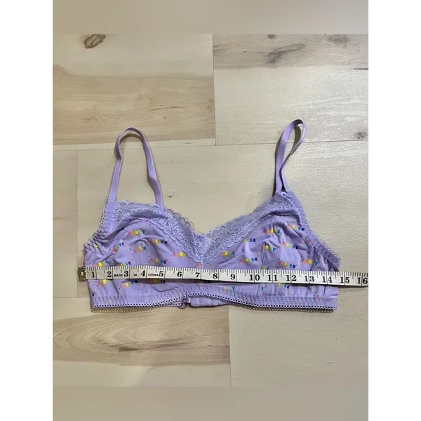 Savage x Fenty NWT Women Large Cotton Lace Trim Rainbow Logo Triangle Bralette - Image 5