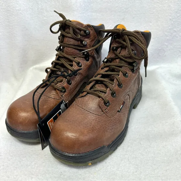 Timberland Pro Series Work Boots Womens 7W Brown Leather Titan 6" Safety Toe New - Image 2