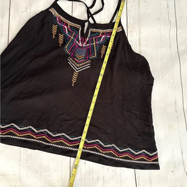 Maurices Tank Top Womens L Black Rayon Embroidered Lightweight Boho Flowy New - Image 12