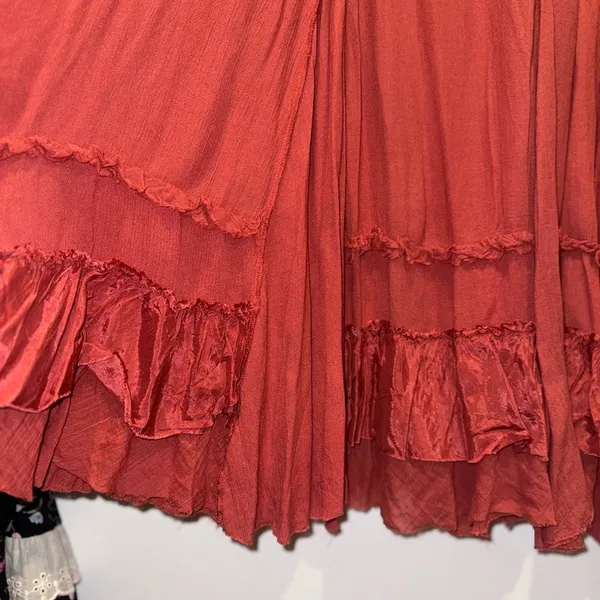 Free People FP One Cypress Ruffle Maxi Skirt Boho Terracotta NWOT L - Image 7