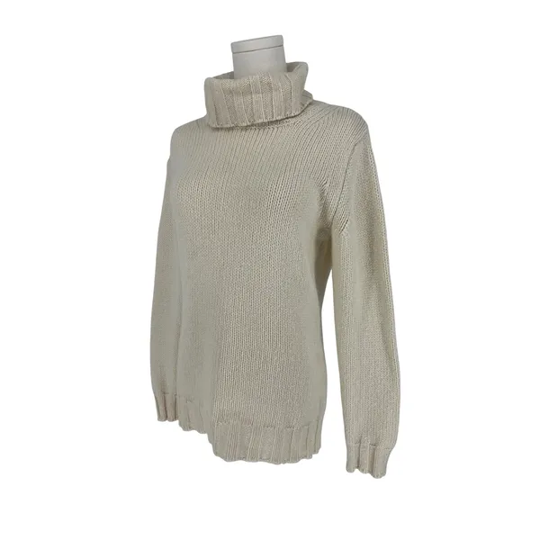 Incentive Cashmere Ivory Chunky Knit Turtleneck Sweater Made Italy Size S - Image 6
