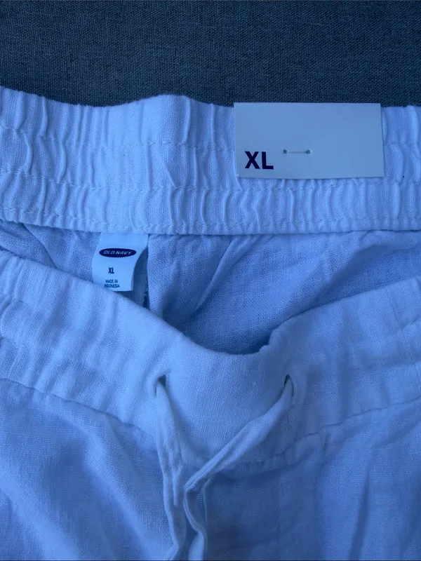 Old Navy White Linen-Blend Drawstring Women’s Shorts size XL NEW - Image 4