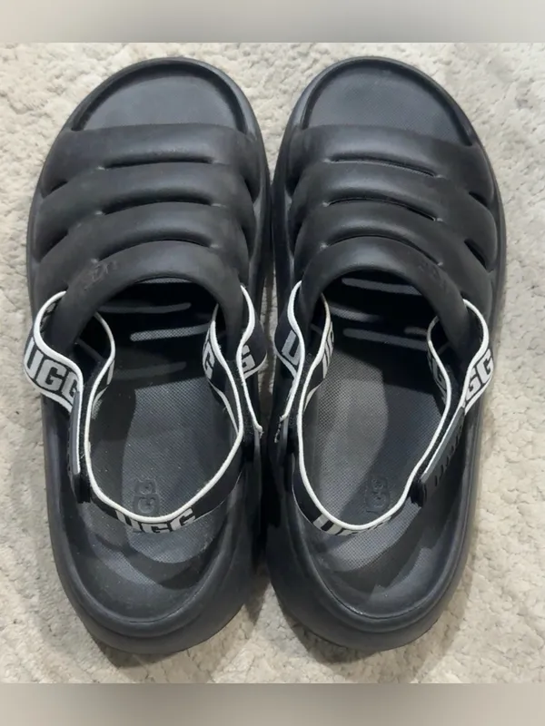 UGG Sport Yeah Black Platform Sandals Logo Strap Chunky size 10 - Image 3
