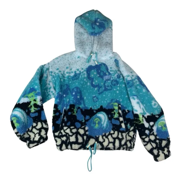 ALAB size medium alien encounter Blue and White Fleece hoodie - Image 2