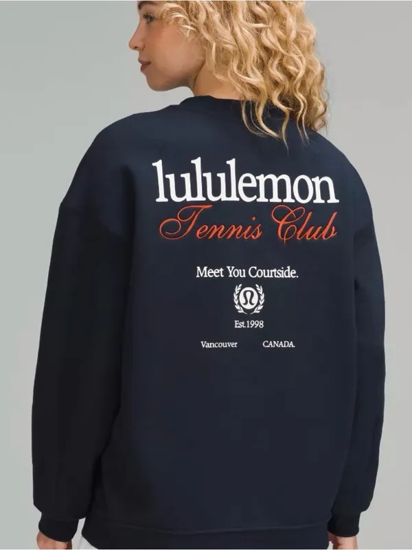 Lululemon Heavyweight Fleece Pullover Tennis Club Crewneck Sweatshirt XL Navy - Image 2
