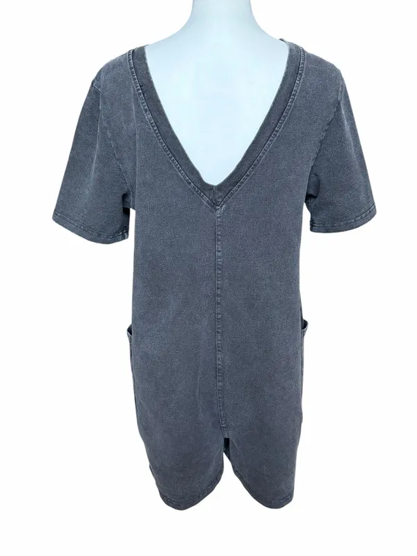 Mono B Romper Size Small Washed Black V-Back Pockets Casual Summer Vacation - Image 6