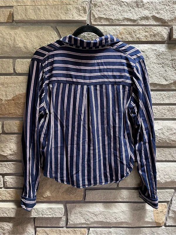 Rails Camden Stripe Navy Button Up Blouse Top Small - Image 3