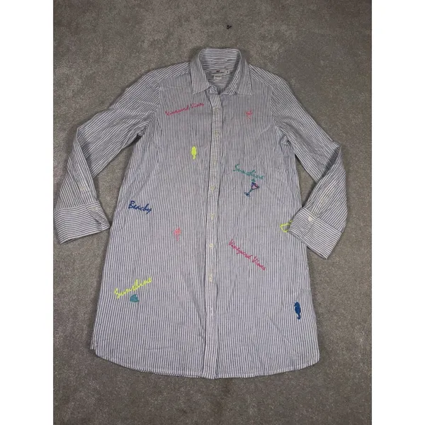 Vineyard Vines Linen Bahamas Icon Beach Cover Up Dress‎ Embroidered Woman Size 6 - Image 5